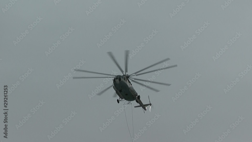 Helicopter escaping bad weather