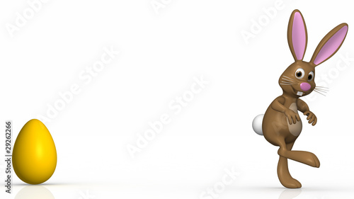easter bunny sneaks away from easter egg