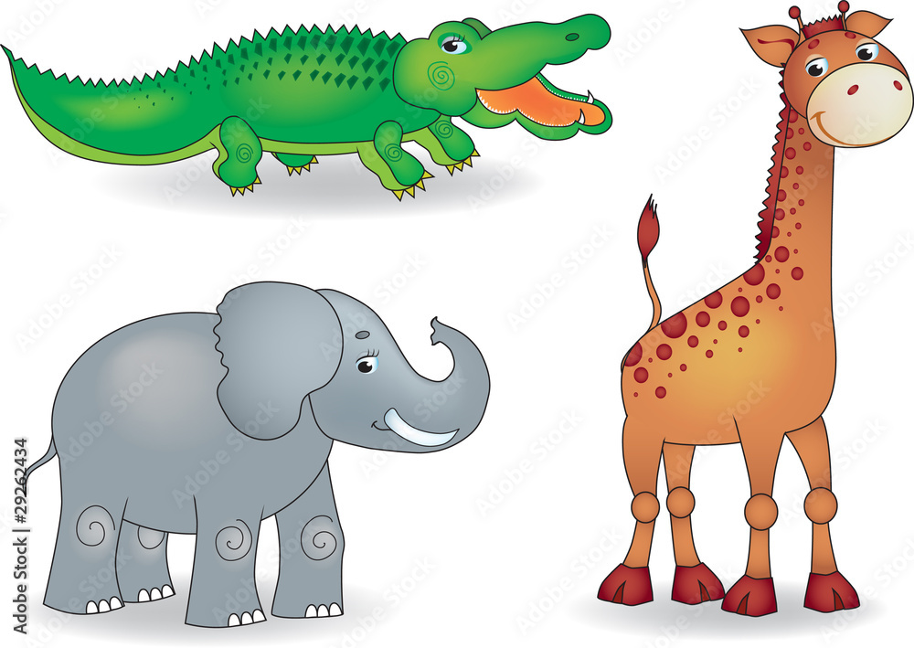 Naklejka premium a set of illustrations of animals