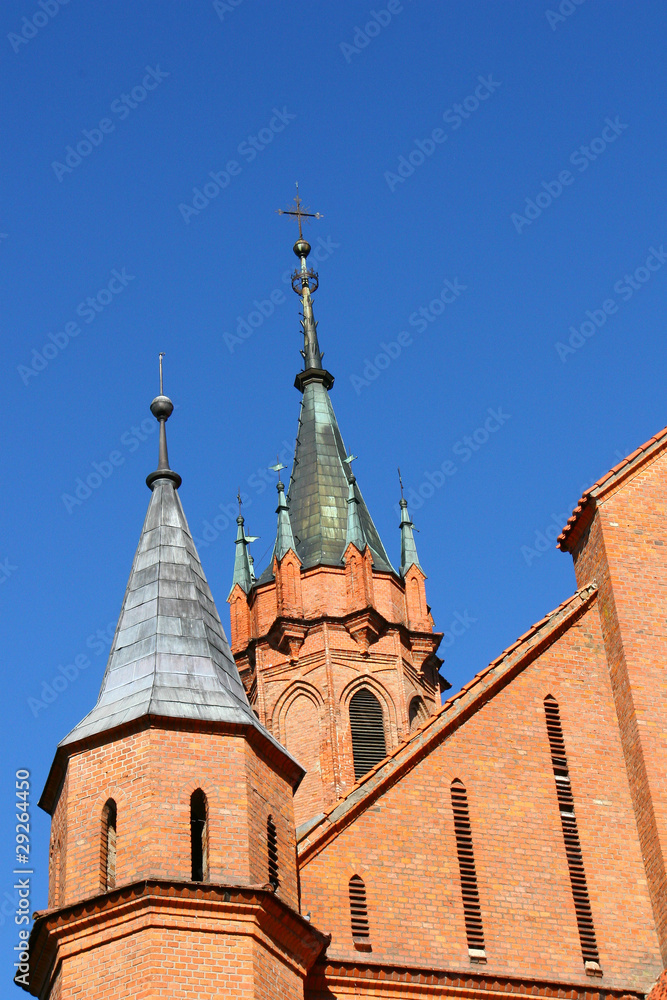 Obraz premium Detail of neogothic style church in Druskininkai