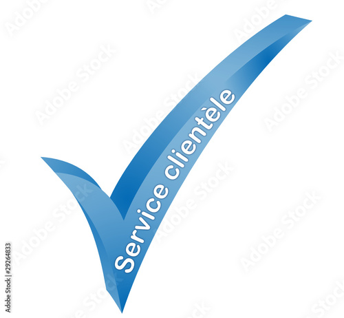 service clientèle sur symbole validé bleu