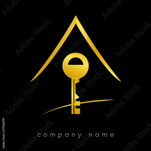 Logo clef maison sécurité Or