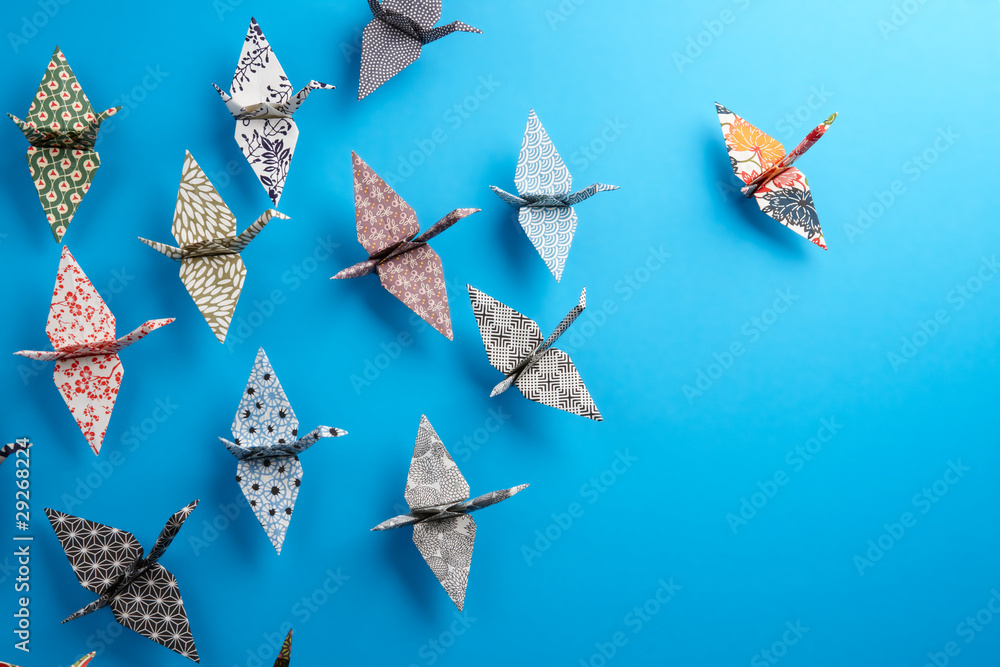 Naklejka premium Group Of Origami Birds