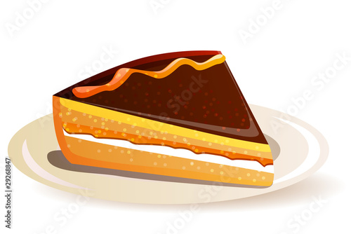 Orange cake with chocolate isolated on white background