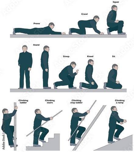 Man in different side view poses