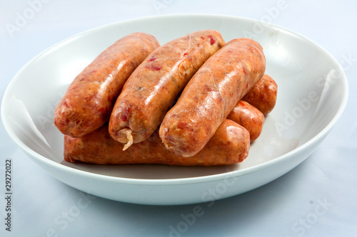A stack of sweet chilli sausages