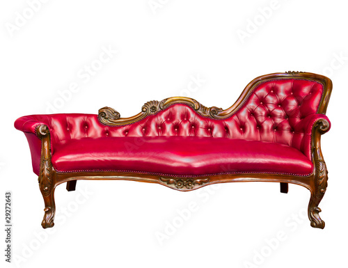 luxury red leather armchair isolated on white background