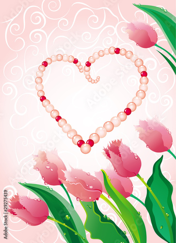 pink pearls with tulips