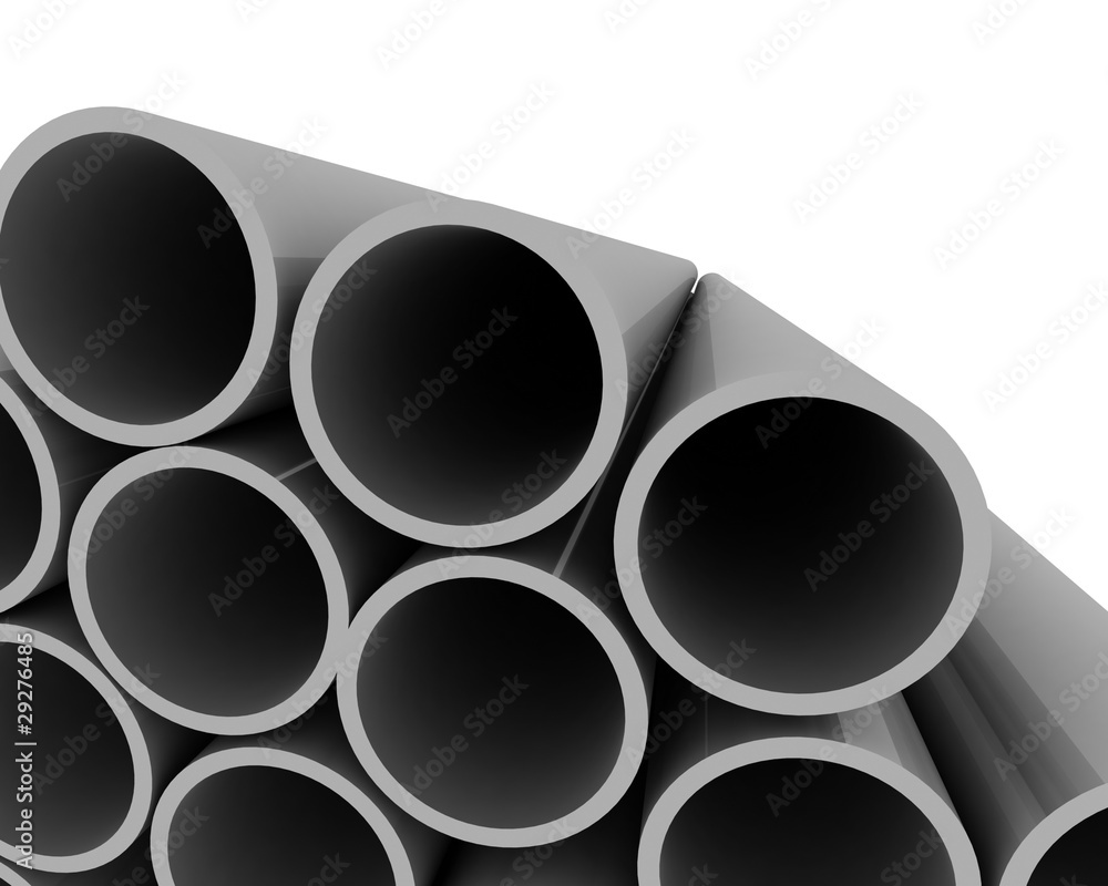 Metal pipes on white background. Isolated 3D image Metal pipes on white background. Isolated 3D image