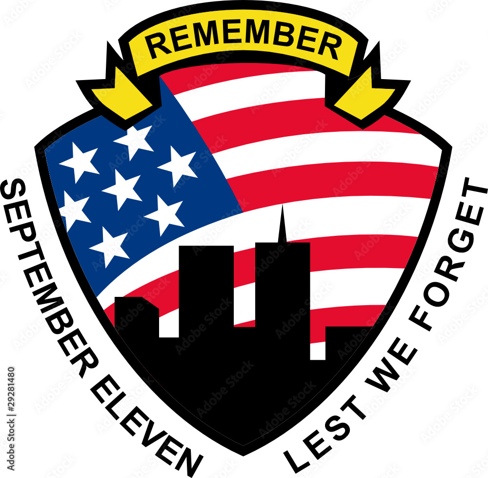 Fototapeta premium 9-11 World Trade Center American Flag Shield