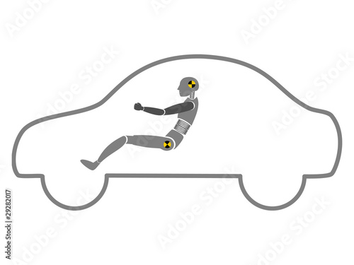 crash test dummy in car outline vector