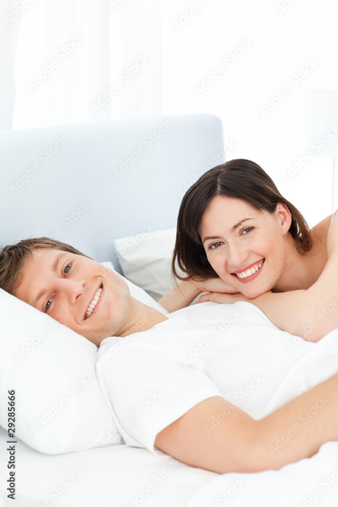 Cute lovers looking at the camera Cute lovers looking at the camera