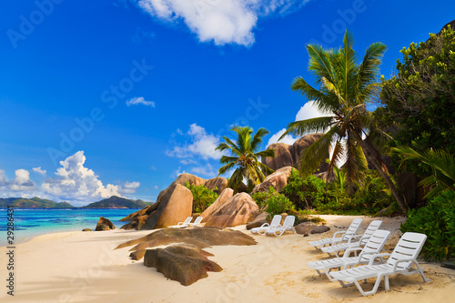 Chairs on tropical beach