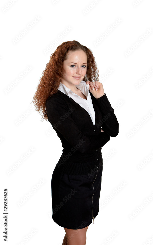 a young woman in studio in formal wear a young woman in studio in formal wear