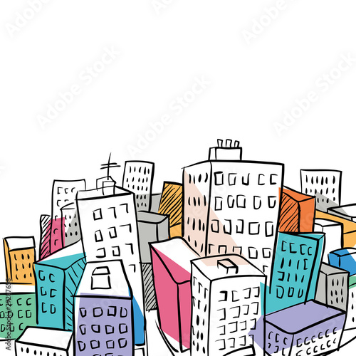 funky city doodle illustration