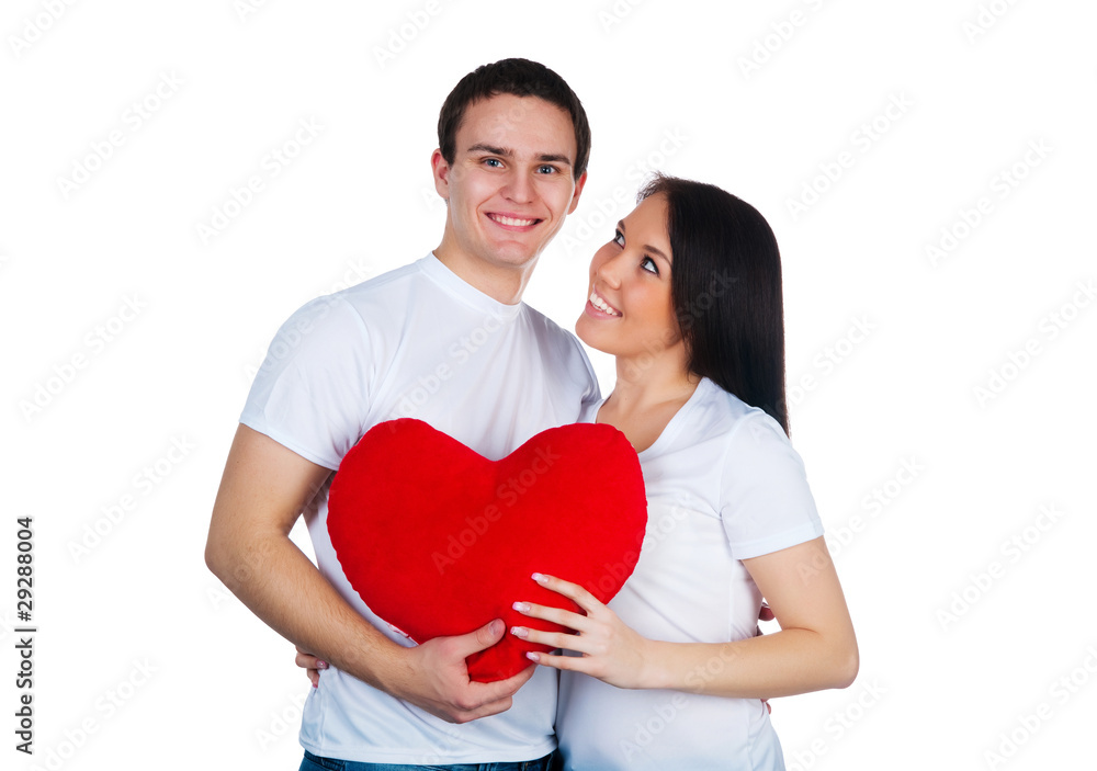 Young couple with a heart