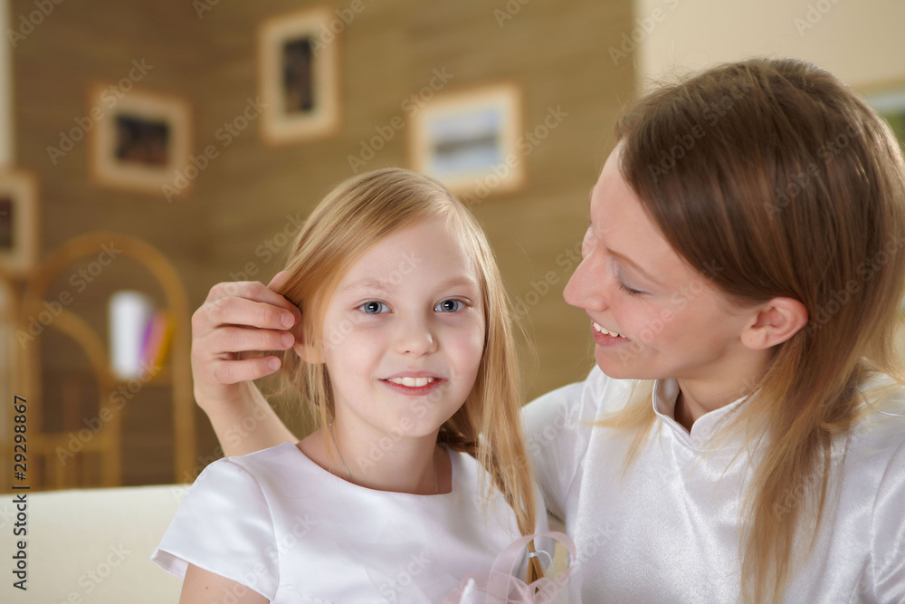 mother with teenager daughter at home mother with teenager daughter at home