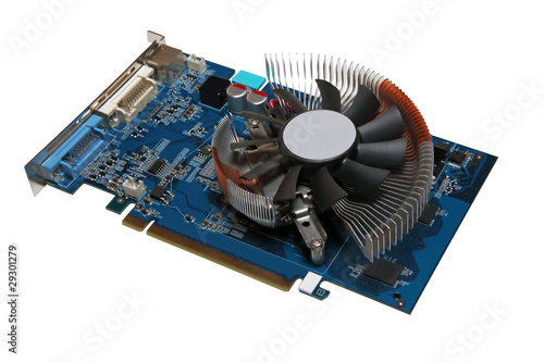 Computer videocard isolated on a white background. photo