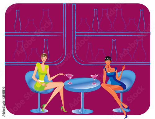 bar restaurant lounge coffee women Illustration vector