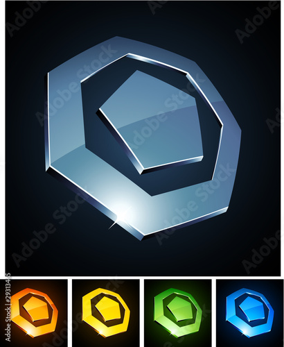 3d heptagonal emblems. photo