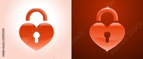 Heart Shape as a Lock (on white and on dark red backgrounds)