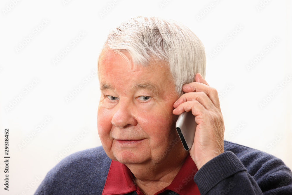 Senior man talking on the phone Senior man talking on the phone