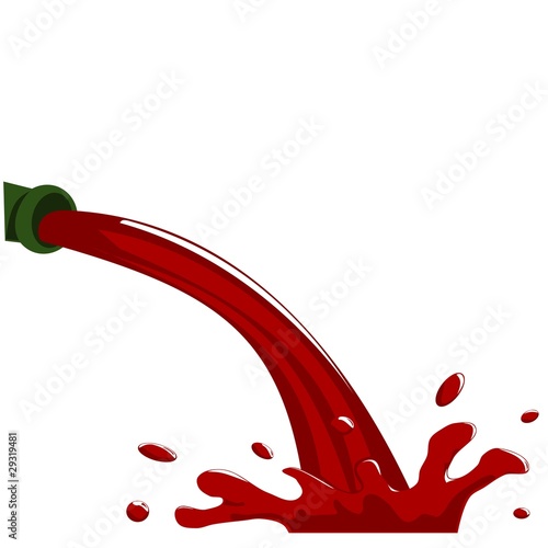 Pouring Red Wine, Vector Illustration