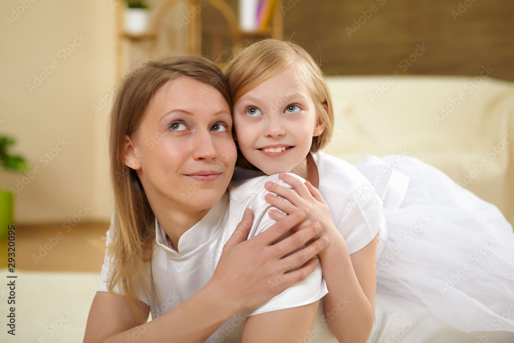 mother with teenager daughter at home