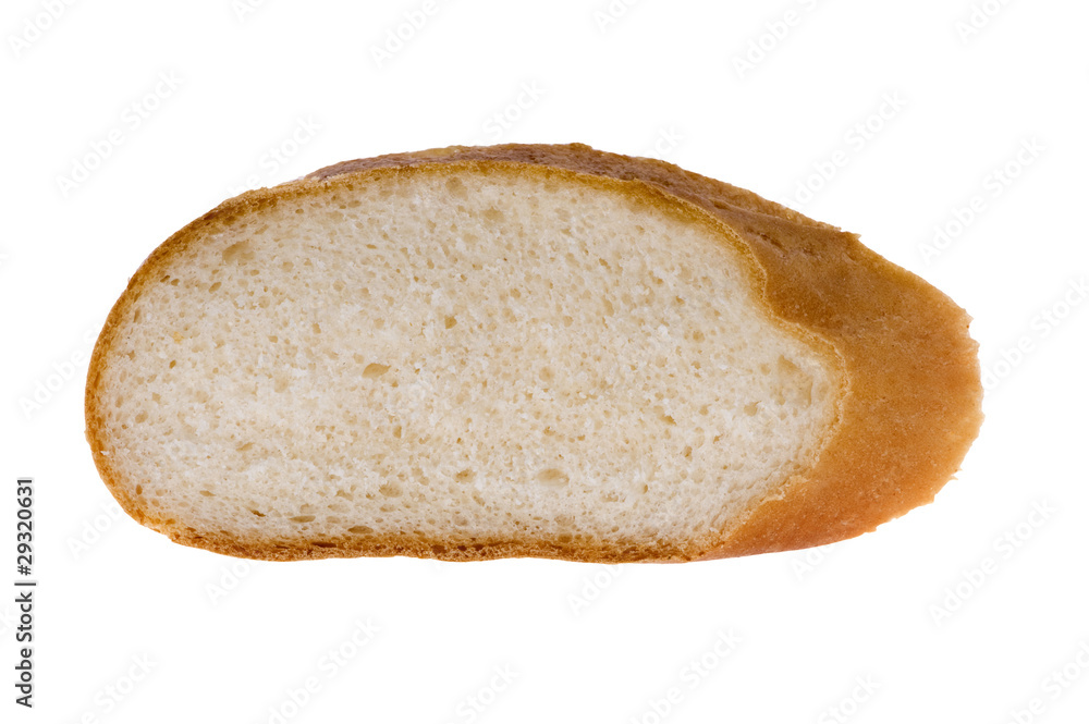 white bread isolated on white macro