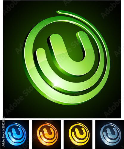 Vibrant 3d u letter.
