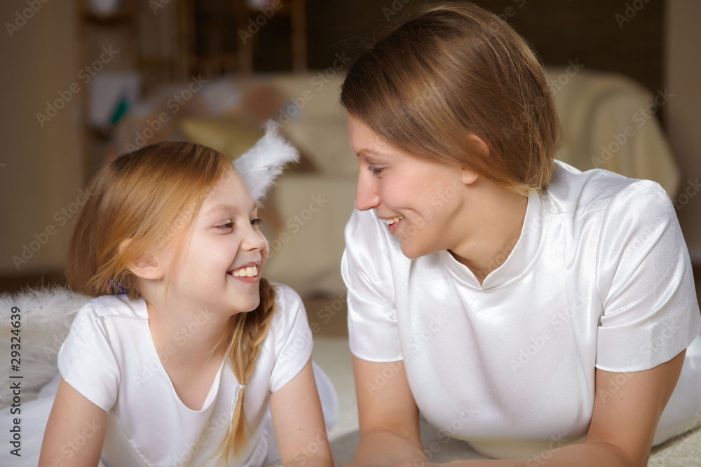 mother with teenager daughter at home mother with teenager daughter at home