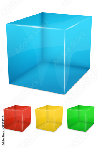 Set of colorful transparent cubes - vector file