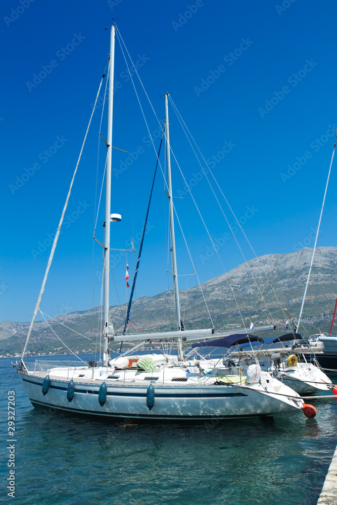 Sea yacht in a harbor, Korcula , Croatia