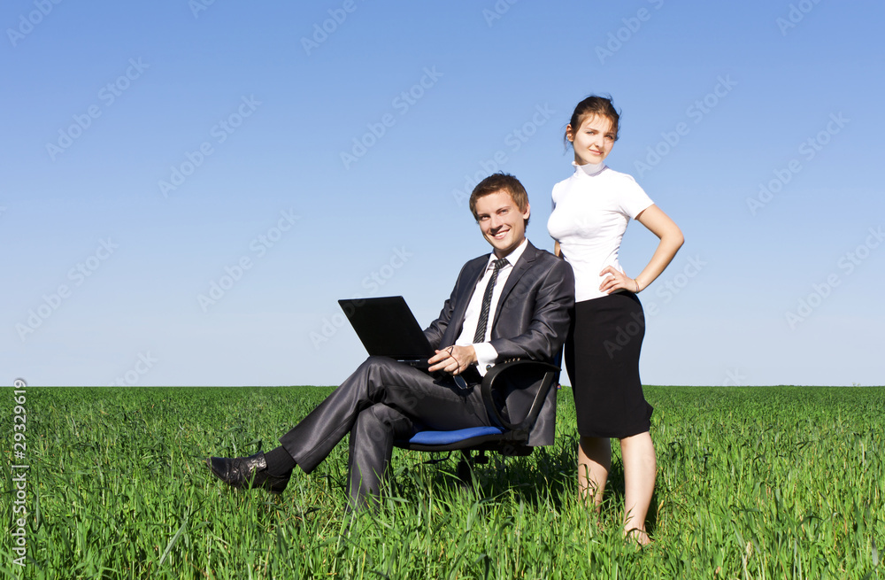 Two contemporary businesspeople at a meeting Two contemporary businesspeople at a meeting