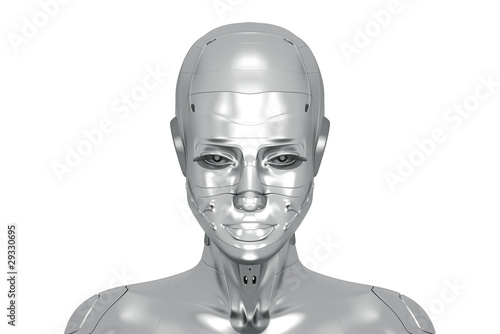 Stylish steel futuristic woman robot