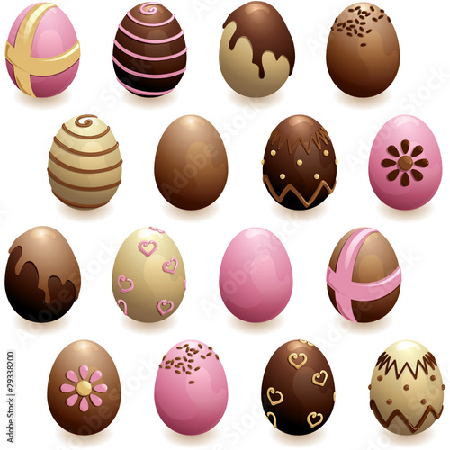 Set of decorated chocolate eggs