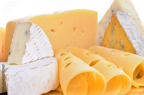 Various types of cheese composition isolated