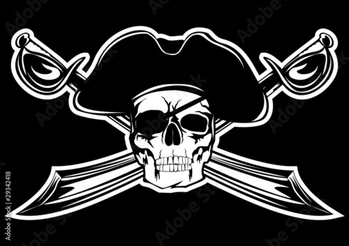 Piracy flag with  skull and  crossed sabres photo