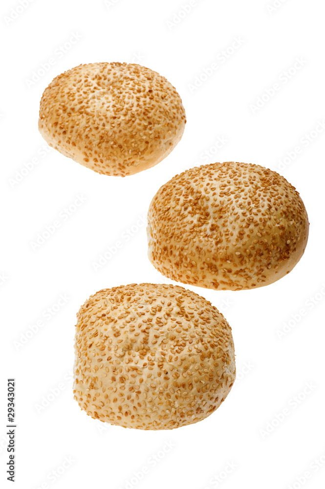 bun with sesame seeds on white background bun with sesame seeds on white background
