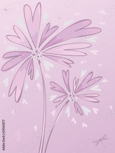 Decorative pink hand-drawing flower