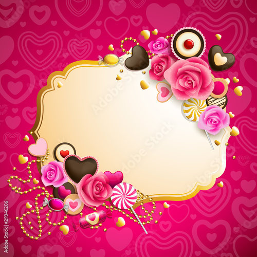 beautiful pink and golden valentine`s day background