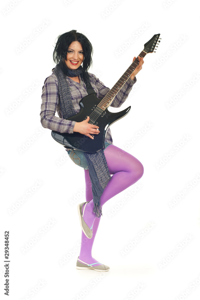Full length of beauty woman with guitar Full length of beauty woman with guitar