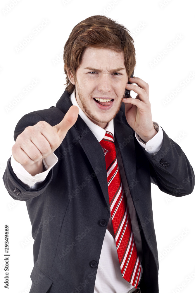 Business man making thumbs up gesture Business man making thumbs up gesture