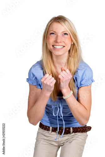 gewinnen, erfolg, gewinn, freude, frau, blond