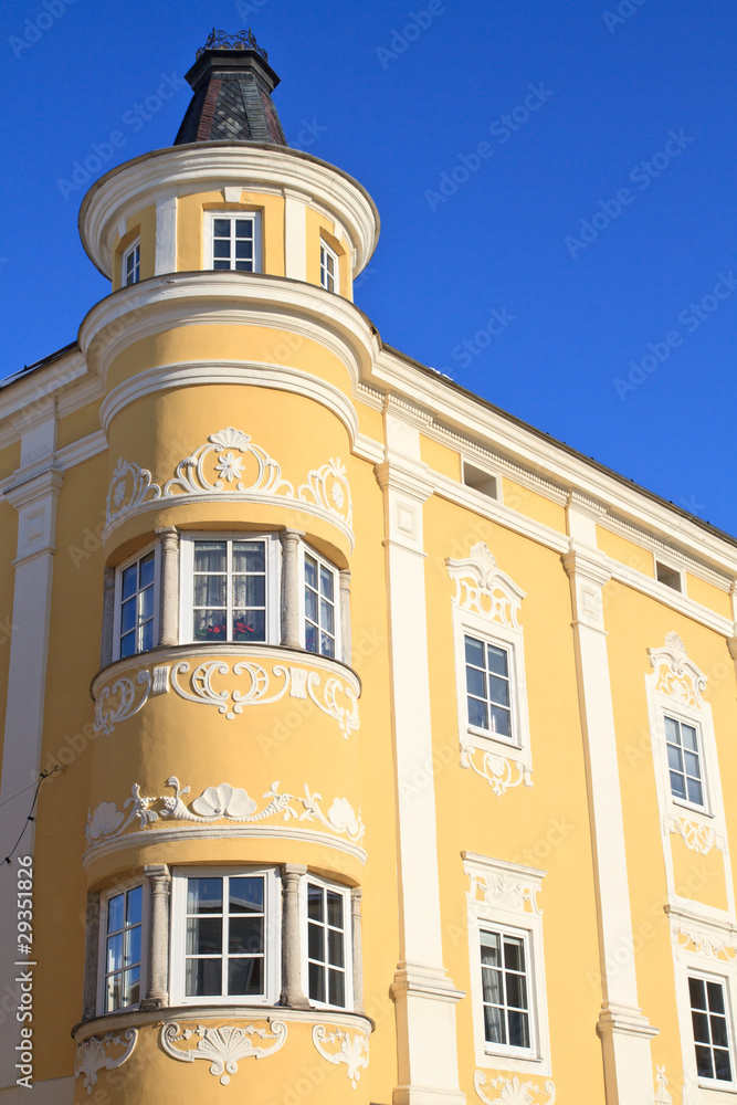 Barocke Hausfassade in der Altstadt, Freistadt, Oberösterreich
