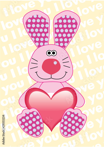 Funny rabbit with heart for valentine's day