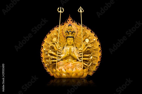 The images of Guanyin on black background
