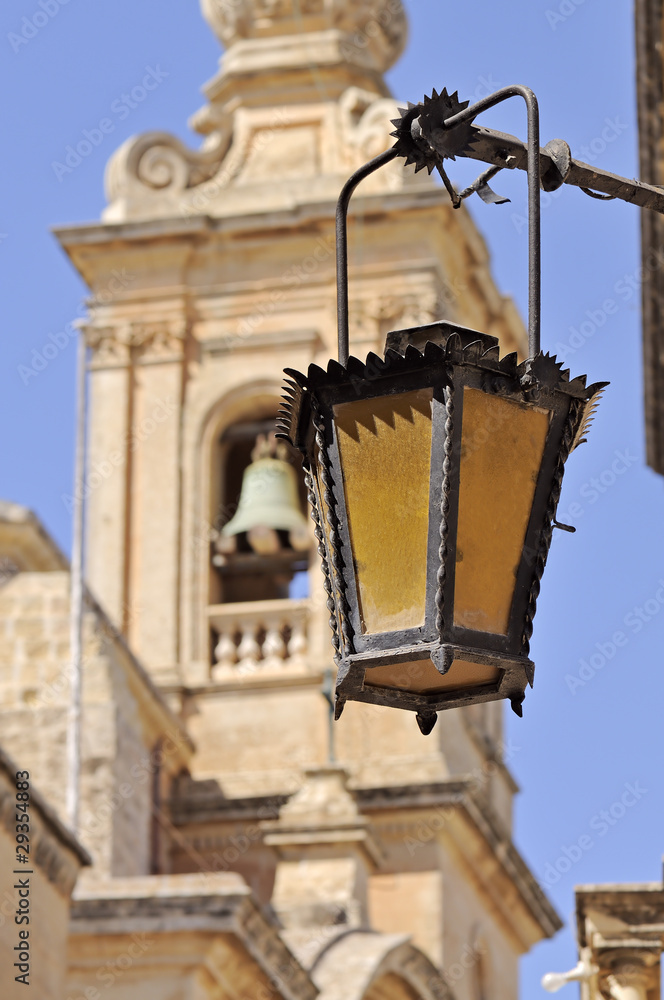 Old street light in Mdina, Malta