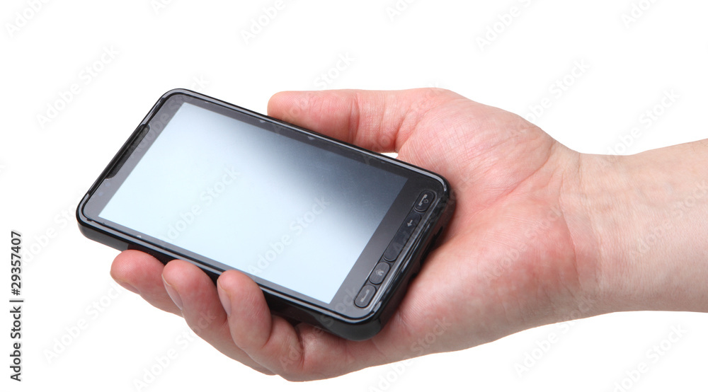 modern communicator in human hand modern communicator in human hand