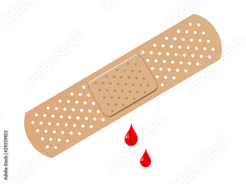 Bandaid with drip of blood falling from it - vector